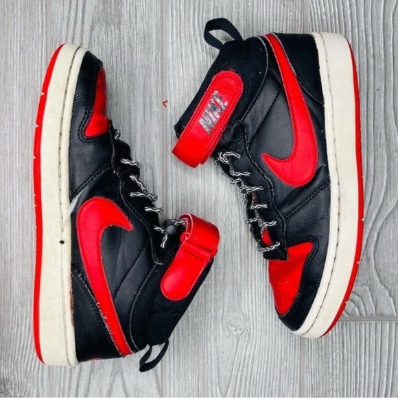 Nike Court Borough Mid 2 Leather Sneakers Athletic Shoes Size 4 red and black - Picture 1 of 9